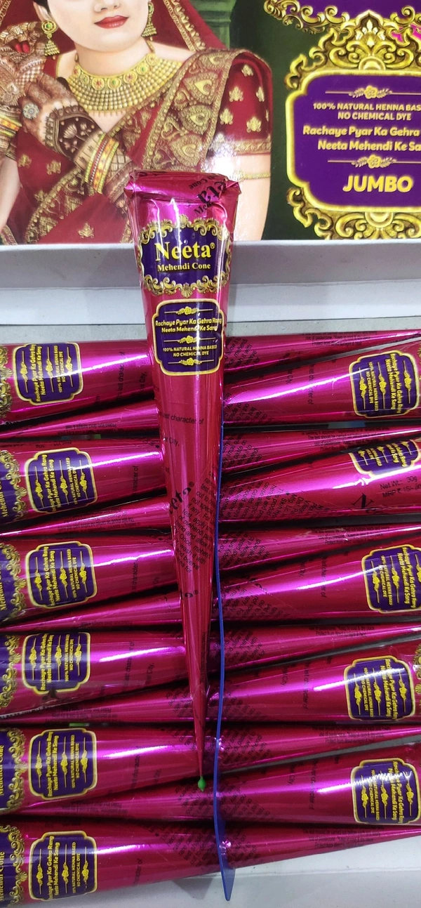 Neeta Mehandi Cone Jumbo- Mrp 15, Rs 6/Pcs [Pack Of 12 Pieces]