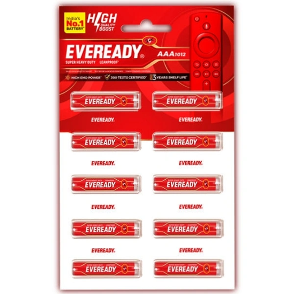 Eveready AAA Battery Cell Red- Mrp 18, Price 12/Pcs [Pack of 10pcs] - 10pcs × 1pack