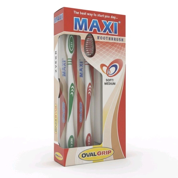 Maxi Brand Toothbrush Oval Grip- Mrp30, Price 11/Pcs [Pack of 12 Brush]