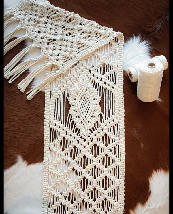 Macrame rug - 12"x60", natural