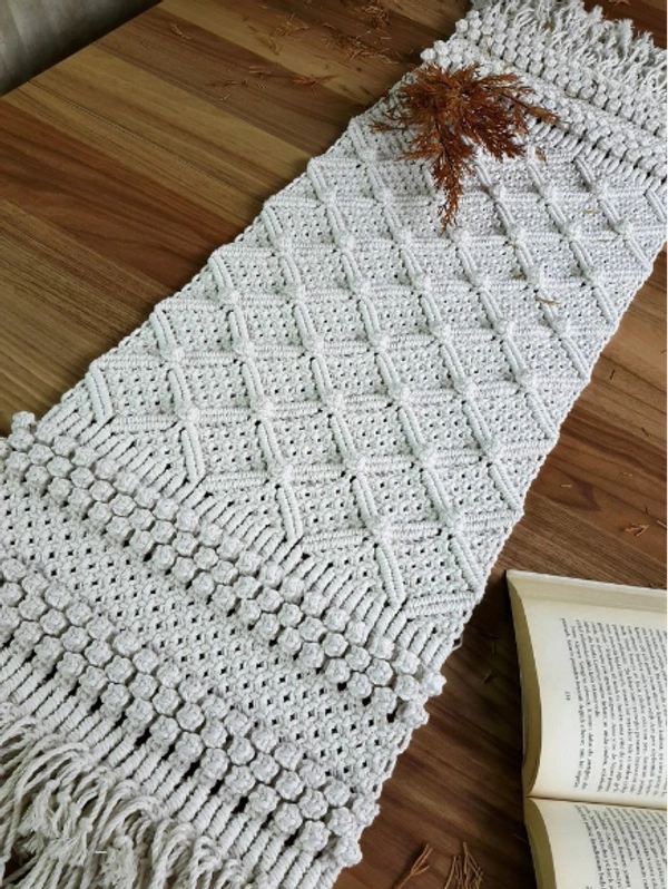 Macrame Table Runner - 14"x65", Natural