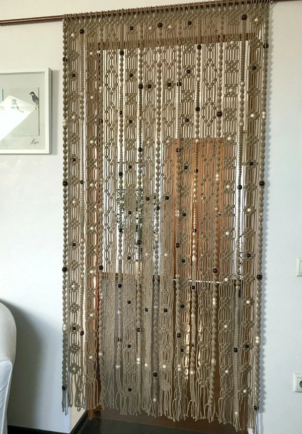 Macrame Curtain boho Beige