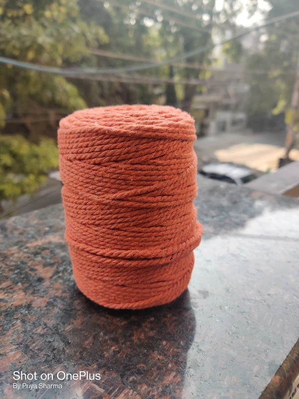 Macrame Cotton Twisted Cord 3mm 100 Mtr - 100 mtr, Orange