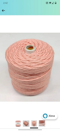Macrame Cotton Single Strand 4 MM 100 Mtr - 100 mtr, Peach