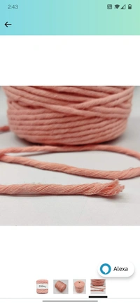 Macrame Cotton Single Strand 4 MM 100 Mtr - 100 mtr, Peach