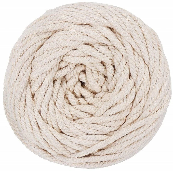 Macrame 3mm Twisted cotton cord 100 Mtr Off white - 100 Mtr, Off White