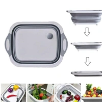 0098 Foldable Chopping Board, Dish Rack, Washing Bowl & Draining Basket, 3in1 Multi-Function
