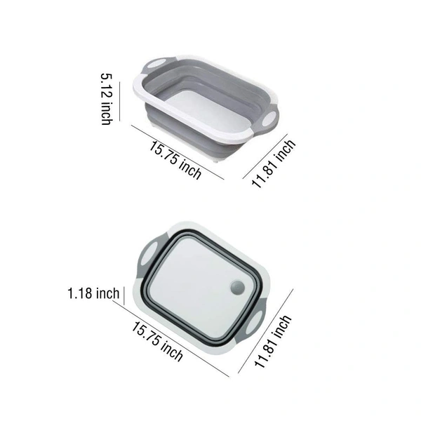 0098 Foldable Chopping Board, Dish Rack, Washing Bowl & Draining Basket, 3in1 Multi-Function