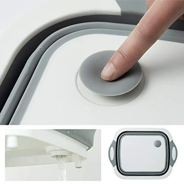0098 Foldable Chopping Board, Dish Rack, Washing Bowl & Draining Basket, 3in1 Multi-Function