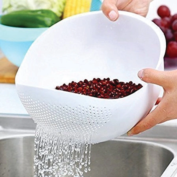 0108 Kitchen Plastic big Rice Bowl Strainer Perfect Size for Storing and Straining