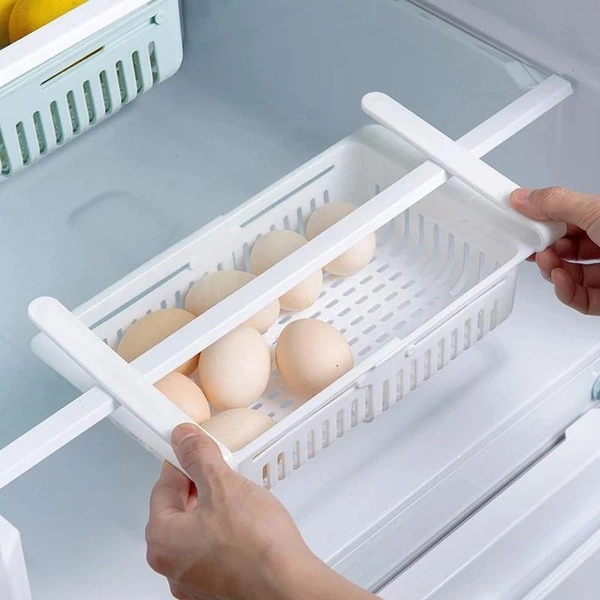 0113 Adjustable Fridge Storage Basket, Fridge Racks Tray Sliding Storage Racks (1Pc)