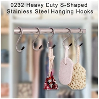0232 Heavy Duty S-Shaped Stainless Steel Hanging Hooks - 5 pcs