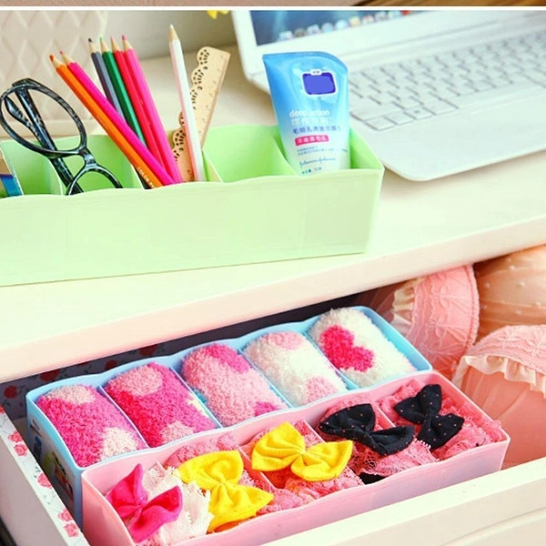 0235 5-Compartments Socks/Handkerchief/Underwear Storage Box Socks Drawer Closet Organizer Storage Boxes (pack of 2)