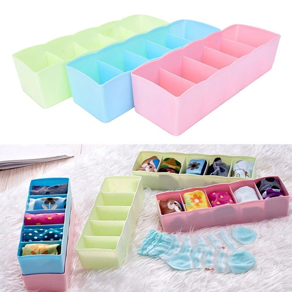 0236 5-Compartments Socks/Handkerchief/Underwear Storage Box Socks Drawer Closet Organizer Storage Boxes (pack of 4)