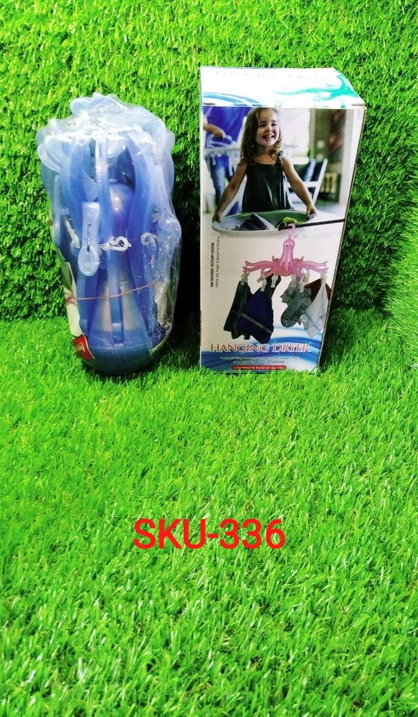 0336 Small Octopus Folding Hanging Dryer Round Folding with 16 Pegs (Multicolor)