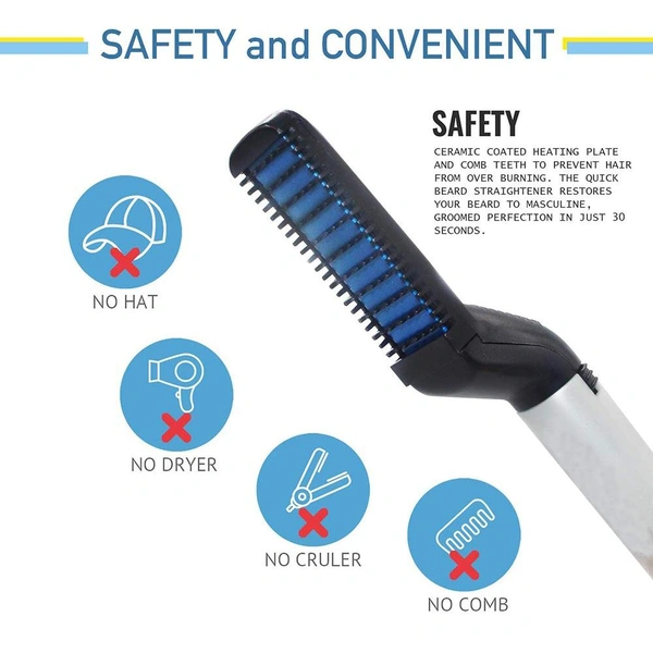 0348 Men s Beard and Hair Curling Straightener (Modelling Comb)