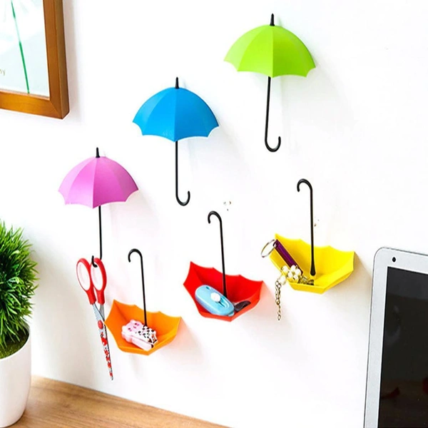 0486_3pcs/set Cute Umbrella Wall Mount Key Holder Wall Hook Hanger Organizer Durable Wall hooks bathroom kitchen Umbrella Wall Hook