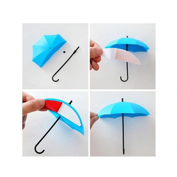 0486_3pcs/set Cute Umbrella Wall Mount Key Holder Wall Hook Hanger Organizer Durable Wall hooks bathroom kitchen Umbrella Wall Hook
