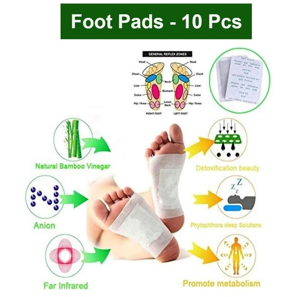 0644 kinoki Cleansing Detox Foot Pads, Ginger & salt Foot Patch -10pcs (Free Size, White)