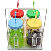 0760 Drinking Cup/Glass/Mug Mason Jar with Handle & Straw