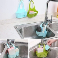 0762 Adjustable Kitchen Bathroom Water Drainage Plastic Basket/Bag with Faucet Sink Caddy