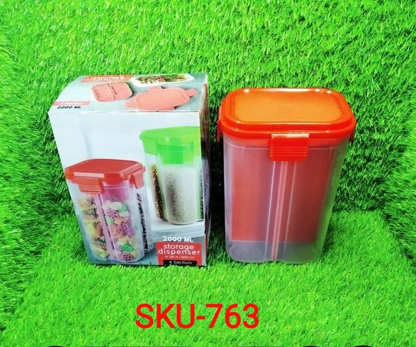0763 Transparent 4 Section Storage Dispenser (2000 ml)