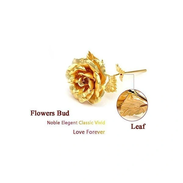 0879 24K Artificial Golden Rose/Gold Red Rose with Gift Box (10 inches)