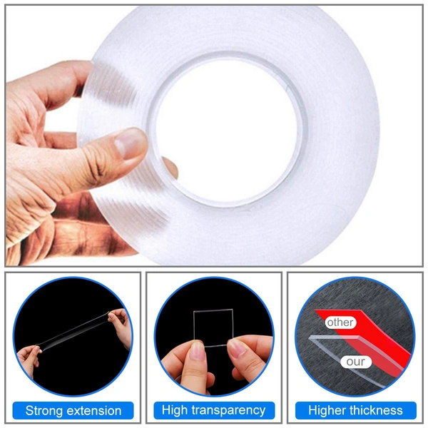 0882 Double Sided Nano Adhesive Tape, 3 meter Washable Traceless Nano Gel Tape, Multipurpose