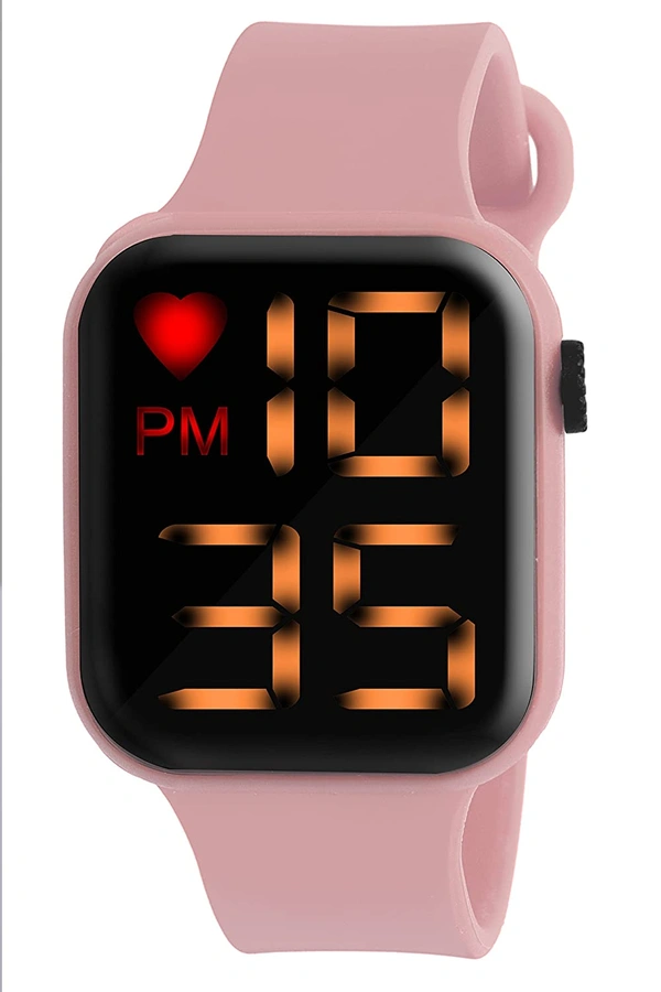 MVS Digital Dial LED Large Display Smart Design Kids Watch for Boys & Girls - Pink