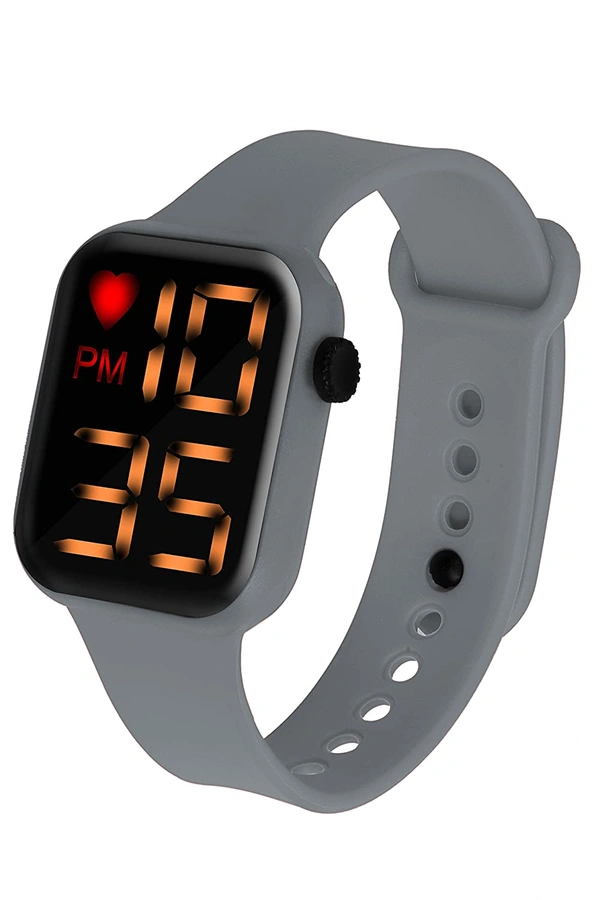 MVS Digital Dial LED Large Display Smart Design Kids Watch for Boys & Girls - Grey