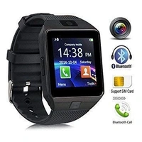 DZ09 Smart Watch Accessories with Camera, Touch Screen, Sim Card & SD Card Support for Smartphones - Black