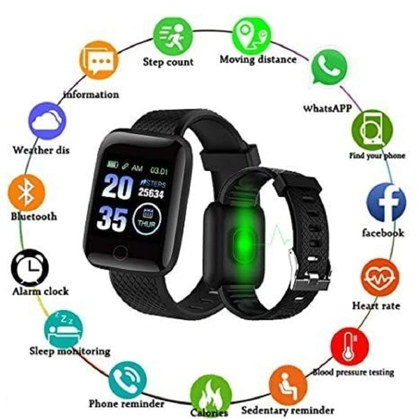 MVS ID 116 Smart Bracelet Fitness Tracker Color Screen Smartwatch - Black