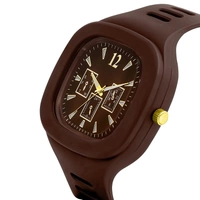 MVS Square Multi Dial Analog Silicon Strap Stylish Designer Analog Watch - for Boys - Brown