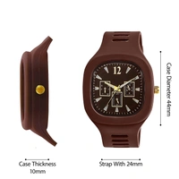 MVS Square Multi Dial Analog Silicon Strap Stylish Designer Analog Watch - for Boys - Brown