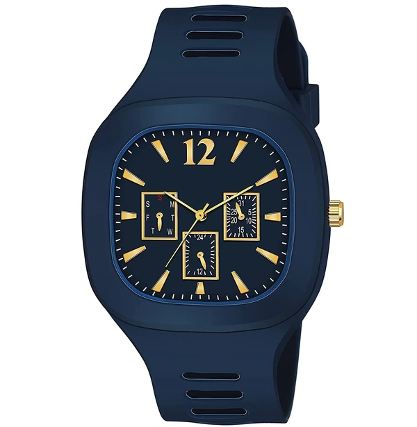 MVS Square Multi Dial Analog Silicon Strap Stylish Designer Analog Watch - for Boys - Purple