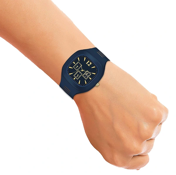 MVS Square Multi Dial Analog Silicon Strap Stylish Designer Analog Watch - for Boys - Purple