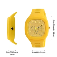 MVS Square Multi Dial Analog Silicon Strap Stylish Designer Analog Watch - for Boys - Yellow