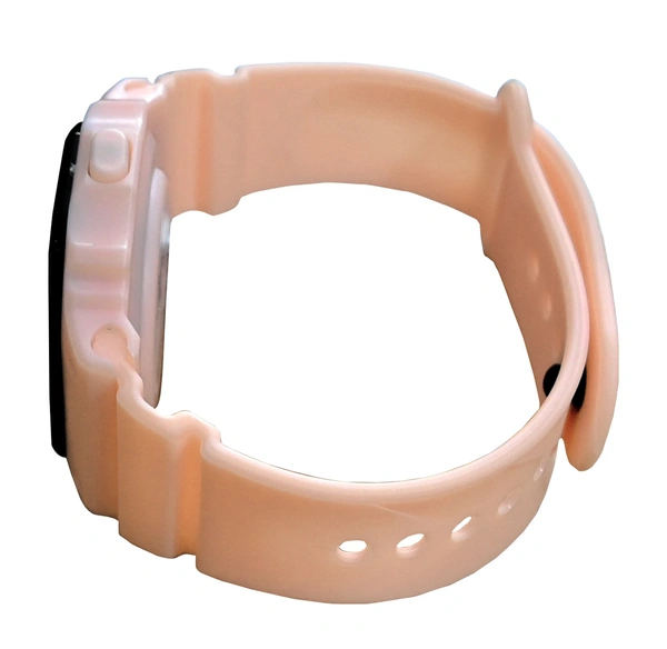 MVS Fashionable Octagon Digital Unisex Watch with Large Digits - Peach