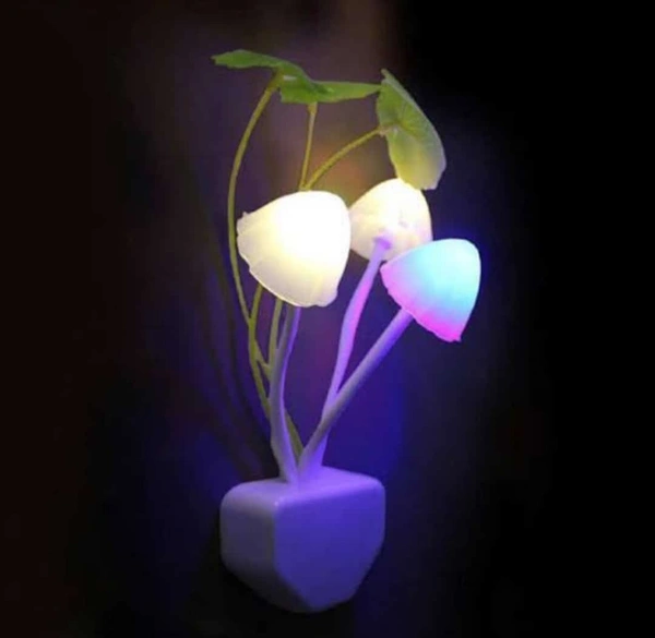 MVS Auto Dimmer Color Change Mushroom Flowers Night Lamp (Pack of 2) - Multicolor, Free