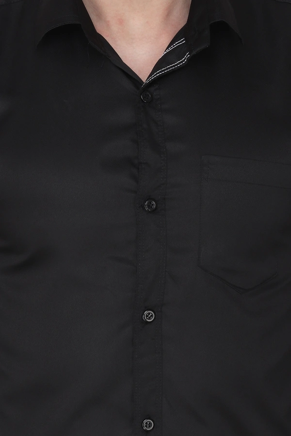 MVS Men's Cotton Blend | Regular Fit | Solid Plain Colors | Formal Shirt | Full Sleeve - Black, XL