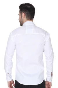 MVS Men's Cotton Blend | Regular Fit | Solid Plain Colors | Formal Shirt | Full Sleeve - White, XL