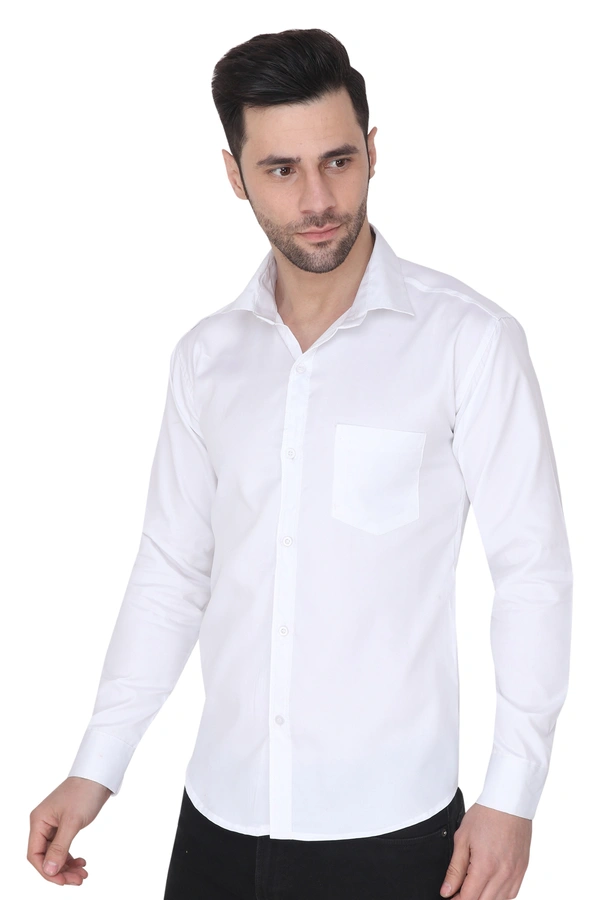 MVS Men's Cotton Blend | Regular Fit | Solid Plain Colors | Formal Shirt | Full Sleeve - White, XL