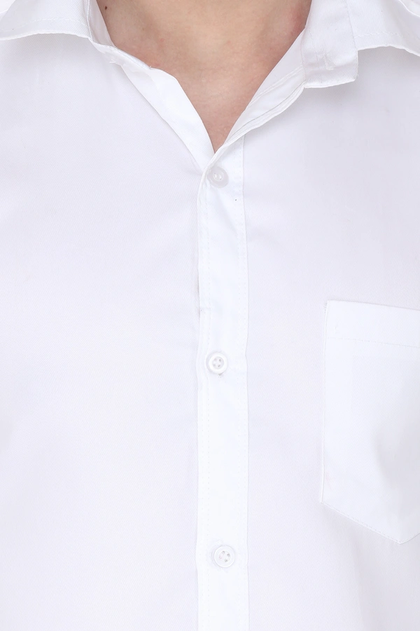 MVS Men's Cotton Blend | Regular Fit | Solid Plain Colors | Formal Shirt | Full Sleeve - White, M