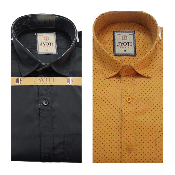 Men's Cotton Blend | Regular Fit | Plain & Printed | Formal Shirt | (Pack of 2 ) - Yellow, M