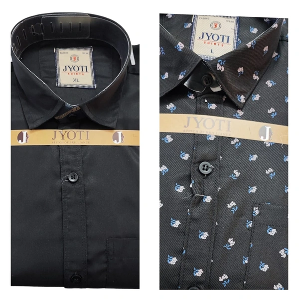 Men's Cotton Blend | Regular Fit | Plain & Printed | Formal Shirt | (Pack of 2 ) - Black, L