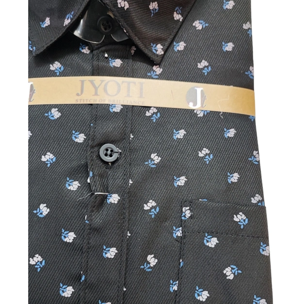 Men's Cotton Blend | Regular Fit | Plain & Printed | Formal Shirt | (Pack of 2 ) - Black, L