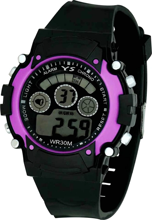 MVS 12/24 Hrs Format Digital Time Day and Date Stop Watch and Back Light - Purple, Free