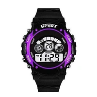 MVS 12/24 Hrs Format Digital Time Day and Date Stop Watch and Back Light - Purple, Free