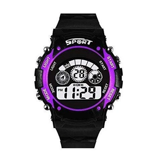 MVS 12/24 Hrs Format Digital Time Day and Date Stop Watch and Back Light - Purple, Free