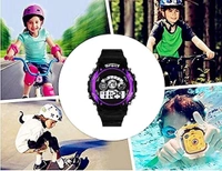 MVS 12/24 Hrs Format Digital Time Day and Date Stop Watch and Back Light - Purple, Free